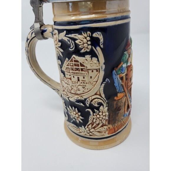VINTAGE MARZI AND REMY POTTERY LIDDED BEER STEIN 1905 GERMANY - Picture 5 of 12
